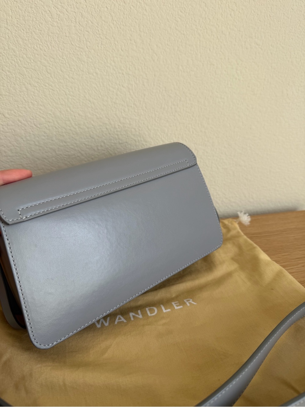 Wandler Georgia Grey Leather Crossbody Bag with Gold Accent - Picture 2 of 3